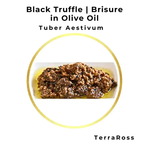 Black truffle brisure in olive oil with minced truffle for rich flavor and aroma