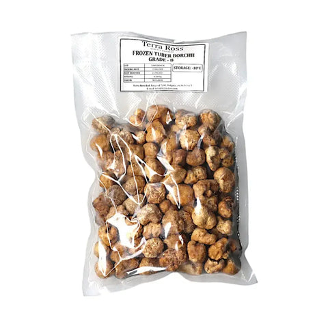 Bag of frozen spring truffle Tuber Borchii B-grade for gourmet cooking
