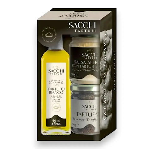 Sacchi Tartufi Gourmet Truffle Trio gift set featuring premium white truffle seasoning